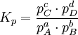 K_p =\frac{p_C^c \cdot p_D^d}{p_A^a \cdot p_B^b}