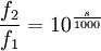 \frac{f_2}{f_1} = 10^{\frac{s}{1000}}