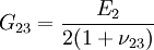 G_{23}=\frac{E_2}{2(1+\nu_{23})}