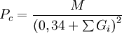 P_c=\frac{M}{\left(0,34+\sum G_i\right)^2}