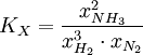 K_X =\frac{x_{NH_3}^2}{x_{H_2}^3 \cdot x_{N_2}}