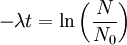 -\lambda t =\ln\left(\frac{N}{N_0}\right)