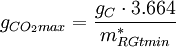 g_{CO_2 max}=\frac{g_C \cdot 3.664}{m^*_{RGtmin}}