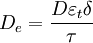 D_e=\frac{D\varepsilon_t\delta}{\tau}