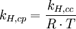 k_{H,cp} = \frac{k_{H,cc}}{R \cdot T}