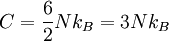 C = \frac{6}{2} N k_B = 3 N k_B