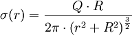 \sigma (r) = \frac{Q \cdot R}{2\pi \cdot \left( r^2 + R^2\right)^\frac{3}{2}}