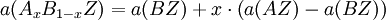 a(A_xB_{1-x}Z) = a(BZ) + x\cdot \left(a(AZ) - a(BZ)\right)