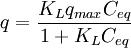 q=\frac{K_Lq_{max}C_{eq}}{1+K_L C_{eq}}
