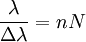 \frac{\lambda}{\Delta\lambda}=nN