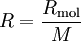 R = \frac{R_\mathrm {mol}}{M}