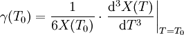 \gamma(T_0) = \frac{1}{6X(T_0)} \cdot \left.\frac{\mathrm{d}^3X(T)}{\mathrm{d}T^3}\right|_{T=T_0}