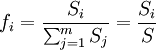f_i = \frac{S_i}{\sum_{j=1}^{m} S_j} = \frac{S_i}{S}