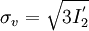 \sigma_v = \sqrt{3 I_2^'}