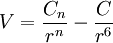 V = \frac {C_n} {r^n} - \frac {C} {r^6}