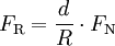 F_{\rm R} = \frac{d}{R} \cdot F_{\rm N}