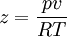 z = \frac{pv}{RT}