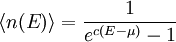 \langle n(E) \rangle = \frac {1}{e^{c (E - \mu)} - 1}