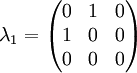 \lambda_1 = \begin{pmatrix} 0 & 1 & 0 \\ 1 & 0 & 0 \\ 0 & 0 & 0 \end{pmatrix}