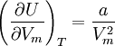 \left( {\partial U \over \partial V_m} \right)_{T} = \frac{a}{V_m^2}
