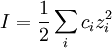 I = \frac{1}{2} \sum_i c_i z_i^2