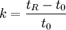 k=\frac{t_R-t_0}{t_0}