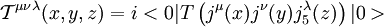 \mathcal{T}^{\mu\nu\lambda }(x,y,z) = i<0| T\left( j^\mu (x)j^\nu (y) j_5^\lambda (z)\right) |0>