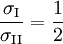 \frac{\sigma_{\rm{I}}}{\sigma_{\rm{II}}}=\frac{1}{2}