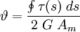 \vartheta = \frac{\oint{\tau (s) \; ds}}{2\; G\; A_m}