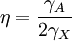 \eta=\frac{\gamma_A}{2\gamma_X}