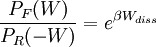 \frac{P_F(W)}{P_R(-W)}=e^{\beta W_{diss}}