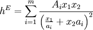 h^E=\sum_{i=1}^m {\frac{A_ix_1x_2}{\left(\frac{x_1}{a_i}+x_2a_i\right)^2} }