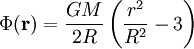 \Phi(\mathbf r) = \frac{GM}{2R}\left(\frac{r^2}{R^2}-3\right)
