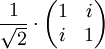 \frac{1}{\sqrt{2}} \cdot \begin{pmatrix} 1 & i \\ i & 1 \end{pmatrix}