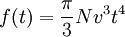 f(t) = \frac{\pi}{3} N v^{3} t^{4}