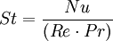 St = \frac{Nu}{( Re \cdot Pr)}