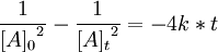\frac {1}{ {[A]_0}^{2} } -  \frac {1}{ {[A]_t}^{2} } = -4k*t