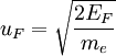 u_F=\sqrt{\frac{2E_F}{m_e}}