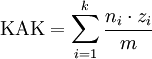 \mathrm{KAK} = \sum_{i=1}^k \frac{n_i \cdot z_i}{m}