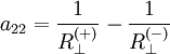 a_{22} = \frac{1}{R_{\perp}^{(+)}}-\frac{1}{R_{\perp}^{(-)}}