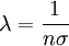 \lambda = \frac {1}{ n\sigma}