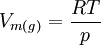 V_{m(g)} = \frac{RT}{p}