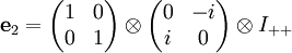 \mathbf e_2=\begin{pmatrix}1&0\\0&1\end{pmatrix} \otimes \begin{pmatrix}0&-i\\i&0\end{pmatrix} \otimes I_{++}