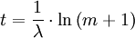 t = \frac{1}{\lambda} \cdot \ln \left( m+1 \right)