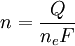 n = \frac{Q}{n_e F}