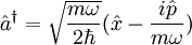 \hat a^{\dagger}= \sqrt{\frac{m {\omega}}{2 \hbar}}  (\hat x-\frac{i\hat p}{m{\omega}})